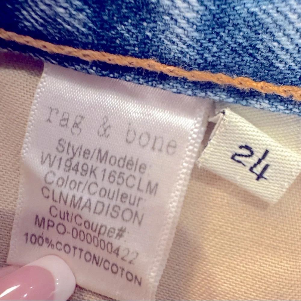 Rag & Bone Mid‎ Rise Frayed Hem Boyfriend Jean Shorts in Clean Madison 24